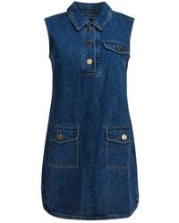 Self-Portrait - Kleedjes ,Blauw ,Blauwe Elegante Jurk Pf 25-803S - Lyst