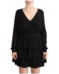 Liu Jo - Schwarzes v-ausschnitt mini a-linien kleid - Lyst
