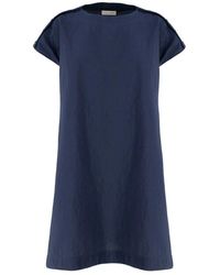 Le Tricot Perugia - Midi-Kleid Aus Baumwolle Mit Bootsausschnitt - Lyst