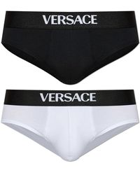 Versace - Ondergoed ,Veelkleurig ,Katoen 2-Pack Katoenen Slips Met Logo - Lyst