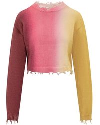 Semicouture - Cropped Katoenen Trui Met Lange Mouwen - Lyst