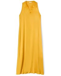 mötivi - Langes Kleid Mit Kragen Aus Satin - Lyst