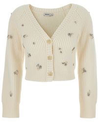 Jonathan Simkhai - Novah Cropped Cardigan Met Strass En V-Hals - Lyst