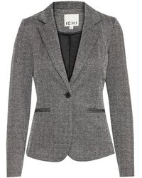 Ichi - Jassen ,Grijs ,Leer Elegante Jacquard Blazer Zwart/Wit Herringbone - Lyst
