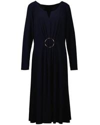 Joseph Ribkoff - Elegantes dunkelblaues midi-kleid mit v-ausschnitt und gold-detail - Lyst