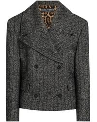 Dolce & Gabbana - Jassen ,Grijs ,Tweed Double-Breasted Tweed Blazer - Lyst