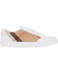 Burberry - Schoenen ,Wit ,Katoen Vintage Check Sneakers - Lyst