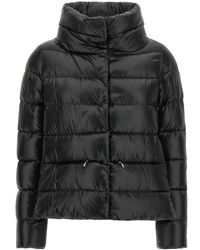 Herno - Jassen ,Zwart ,Nylon Gewatteerde Nylon Jas Met Hoge Kraag - Lyst