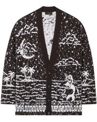 Alanui - Truien & Vesten ,Zwart ,Katoen Ocean Whispers Cardigan Met Palmboom-Graphic - Lyst