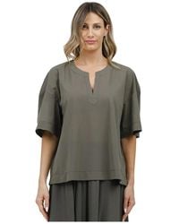 Max Mara - Koreanische Bluse Mit V-Ausschnitt Und Kurzen Ärmeln - Lyst