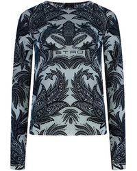 Etro - Tüll-Top Mit Samteffekt - Lyst