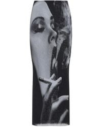 Jean Paul Gaultier - Mesh Printed Smoking Long Skirt - Lyst