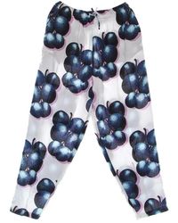 Obey - Broeken ,Veelkleurig ,Katoen Blauwe Bessen Wit Multi Lange Broek - Lyst