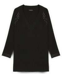 FIORELLA RUBINO - Truien & Vesten ,Zwart ,Polyester Trui Met Studs Op Schouders En Manchetten - Lyst