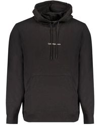 Calvin Klein - Schwarzer Baumwollkapuzenpullover Mit Tasche - Lyst