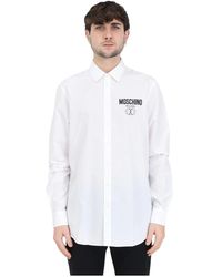 Moschino - Weißes hemd mit schwarzem logo - Lyst