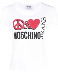 Moschino - Camiseta de algodón con estampado de logo y corazón - Lyst