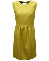 Hanita - Gelbes Texturiertes Kleid Mit Reißverschluss Hinten - Lyst