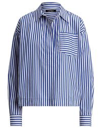 Ralph Lauren - Gestreept Katoenen Broadcloth Cropped Overhemd - Lyst