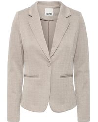 Ichi - Herringbone Jacquard Blazer Jas - Lyst