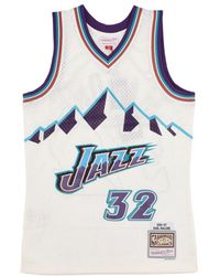 Mitchell & Ness - Fitness ,Wit ,Polyester Nba Basketball Tank Top Karl Malone - Lyst