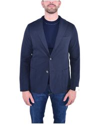 Eleventy - Jassen ,Blauw ,Katoen Katoenen Drieknoops Jas - Lyst