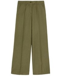 Aspesi - Broeken ,Groen ,Katoen High Waist Wide-Leg Broeken - Lyst