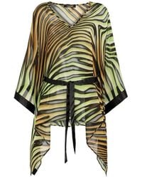 Roberto Cavalli - Zebra-print kaftan kleid mit v-ausschnitt - Lyst