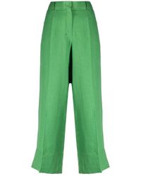 Max Mara - Groene Linnen Cropped Broek - Lyst