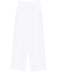 120% Lino - Broeken ,Wit ,Linnen Wijde Linnen Broek - Lyst
