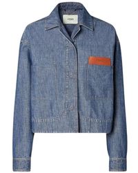 Fendi - Logo-Patch Jacke Mit Aufgesetzten Taschen - Lyst
