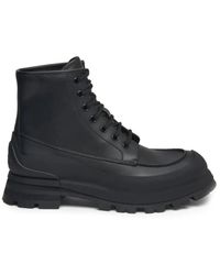 McQueen - Zwarte Leren Wander Laarzen - Lyst
