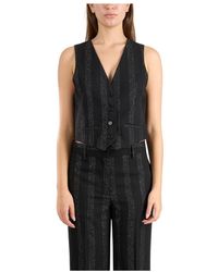 MSGM - Jassen ,Zwart ,Wol Lurex Wool Gilet Slim Fit - Lyst