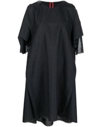 Maison Margiela - Kleedjes ,Zwart ,Wol Zwarte Midi Jurk Met Mohair En Wol - Lyst