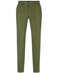 HUGO - Broeken ,Groen ,Katoen Slim Fit Katoenen Chino Broek Groen - Lyst