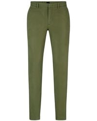 HUGO - Broeken ,Groen ,Katoen Slim Fit Katoenen Chino Broek Groen - Lyst