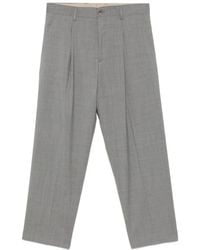 Costumein - Grijze Wollen Broek Met Geplooide Details - Lyst