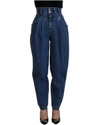 Dolce & Gabbana - Blaue high-waist-denim-stretch-jeans aus baumwolle - Lyst