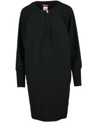 Max Mara - Kleedjes ,Zwart ,Leer Elegante Asti Jurk Met Vleermuismouwen - Lyst