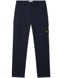 Stone Island - Blauwe Cargo Broek Losse Pasvorm - Lyst
