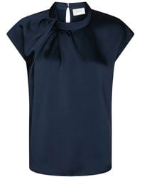 Neo Noir - Overhemden ,Blauw ,Polyester Satin Drapy Blouse - Lyst