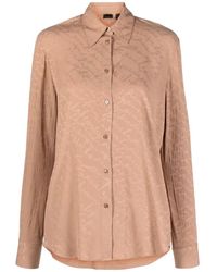 Pinko - Overhemden ,Bruin ,Elegante Blouse Met Lange Mouwen - Lyst