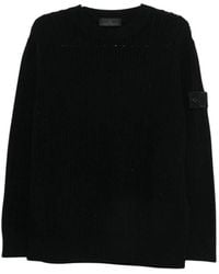 Stone Island - Trui Met Ronde Hals En Geribbelde Textuur En Logopatch - Lyst