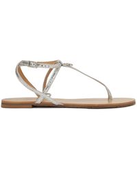 Kazar - Schoenen ,Grijs ,Leer Zilveren Reliëflederen Platte Sandalen - Lyst