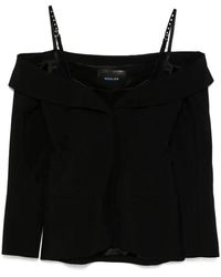 Mugler - Tops ,Zwart ,Wol Stijlvolle Top Met Lange Mouwen - Lyst