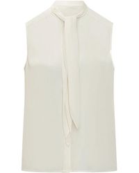 Tory Burch - Mouwloze Blouse Met Strik - Lyst