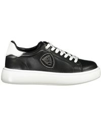 Blauer - Schwarzer Leder-Sneaker Mit Strassverzierungen - Lyst