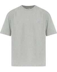 Etro - Tops ,Grijs ,Katoen T-Shirt Met Geborduurd Logo - Lyst