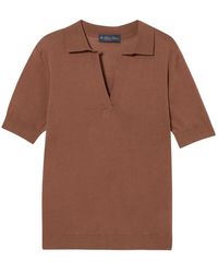 Brooks Brothers - Truien & Vesten ,Bruin ,Katoen Zijdenmix Gebreide Polo Met Johnny Kraag - Lyst
