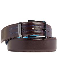 Piquadro - Accessoires ,Bruin ,Leer Leren Riem Met Doornsluiting - Lyst